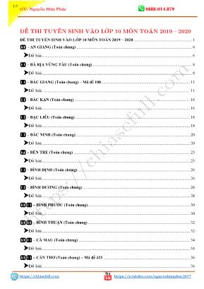 Đề thi tuyển sinh vào Lớp 10 môn Toán - Năm học 2019-2020 - Nguyễn Hữu Phúc